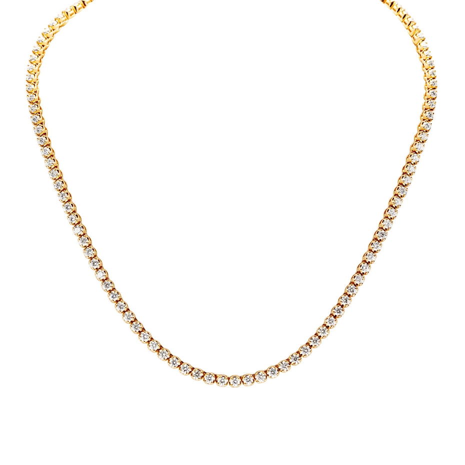 picture 14K Yellow Gold Crown Tennis Necklace (9 CTW)