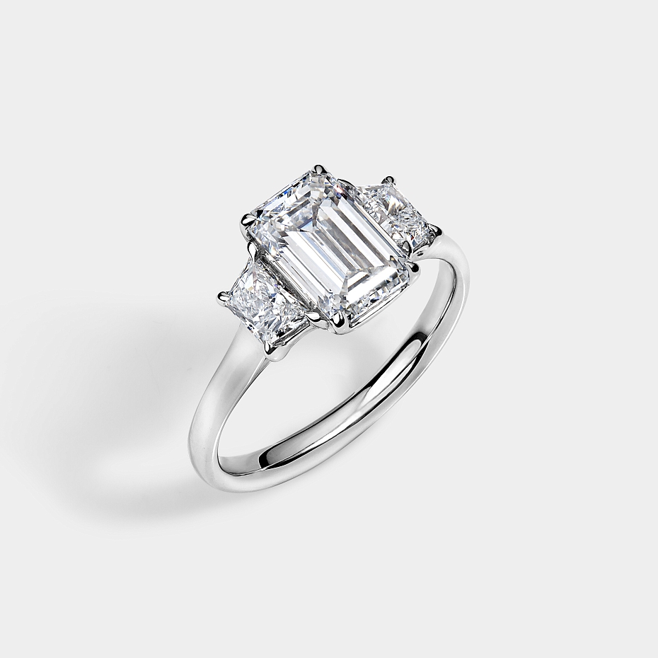 picture EMERALD CUT ENGAGEMENT RING with trapezoids
