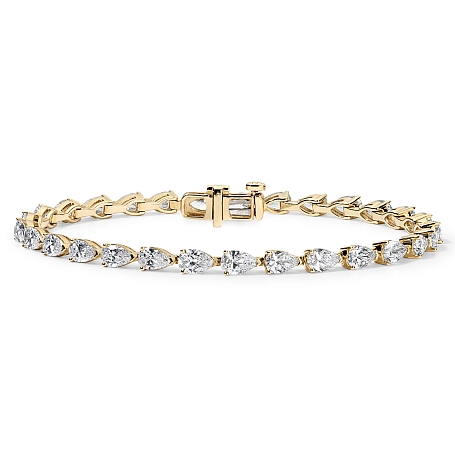 picture 14K Yellow Gold Pear Tennis Bracelet (7 CTW... – Setepai