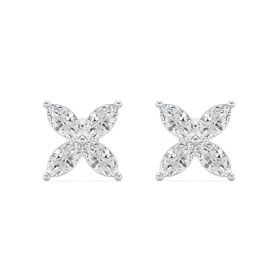 14K White Gold Marquise Studs 1.25 CTW
