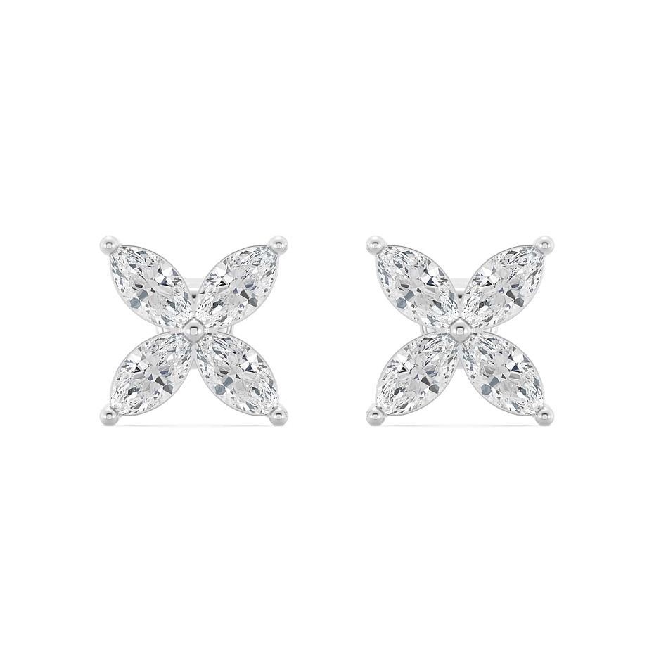 picture 14K White Gold Marquise Studs 1.25 CTW