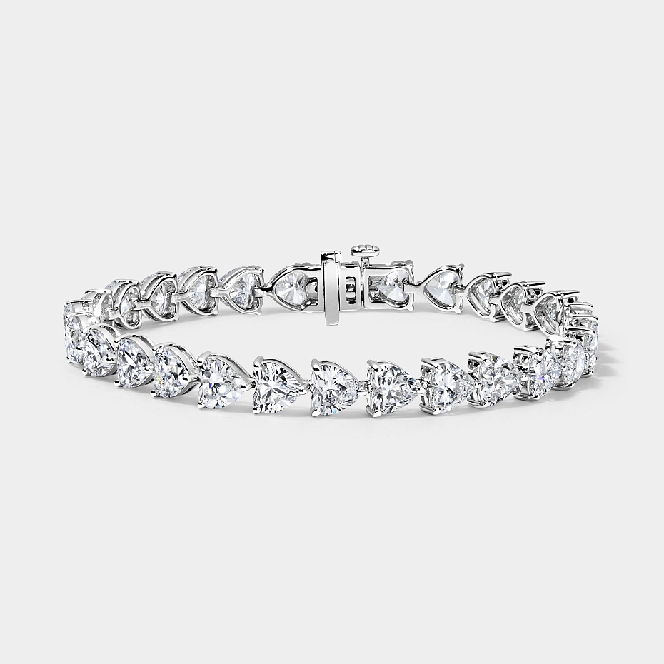 picture 14K White Gold Heart Tennis Bracelet 16 CTW