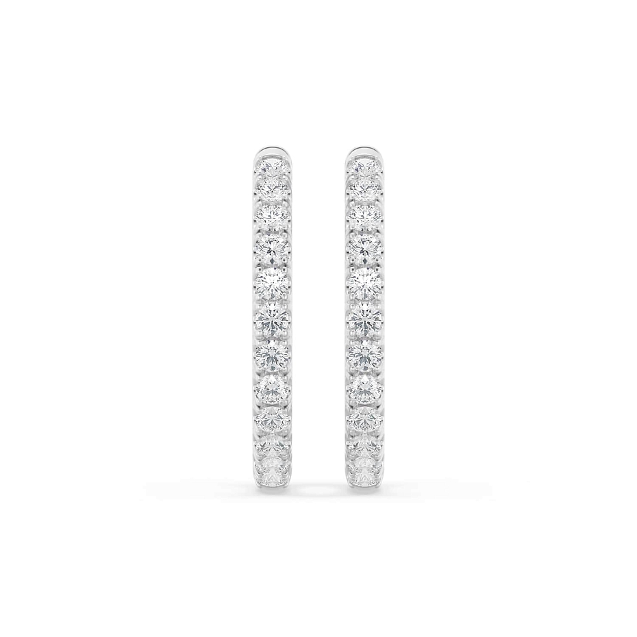 picture 14K White Gold Round Hoops 3 CTW…