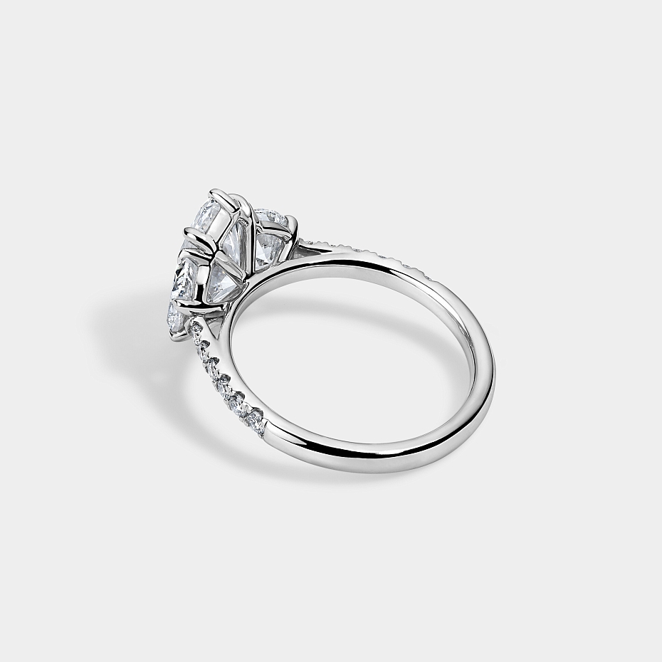 picture Marquise CUT ENGAGEMENT RING with half moons and diamond pavé