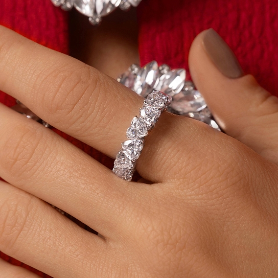 14K White Gold Heart Anniversary Ring 3.5 CTW…