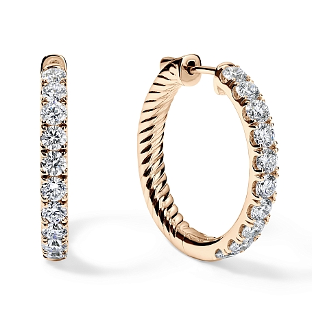 picture 14K Rose Gold Round Split Hoops 3 CTW… – Setepai