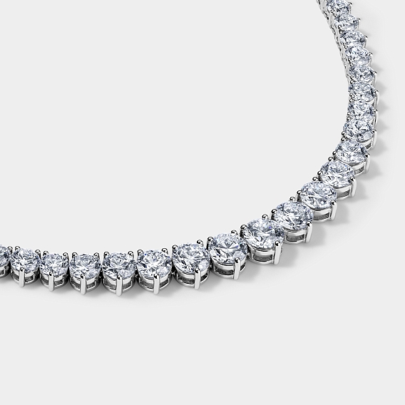 14K White Gold Graduating Necklace 17 CTW...