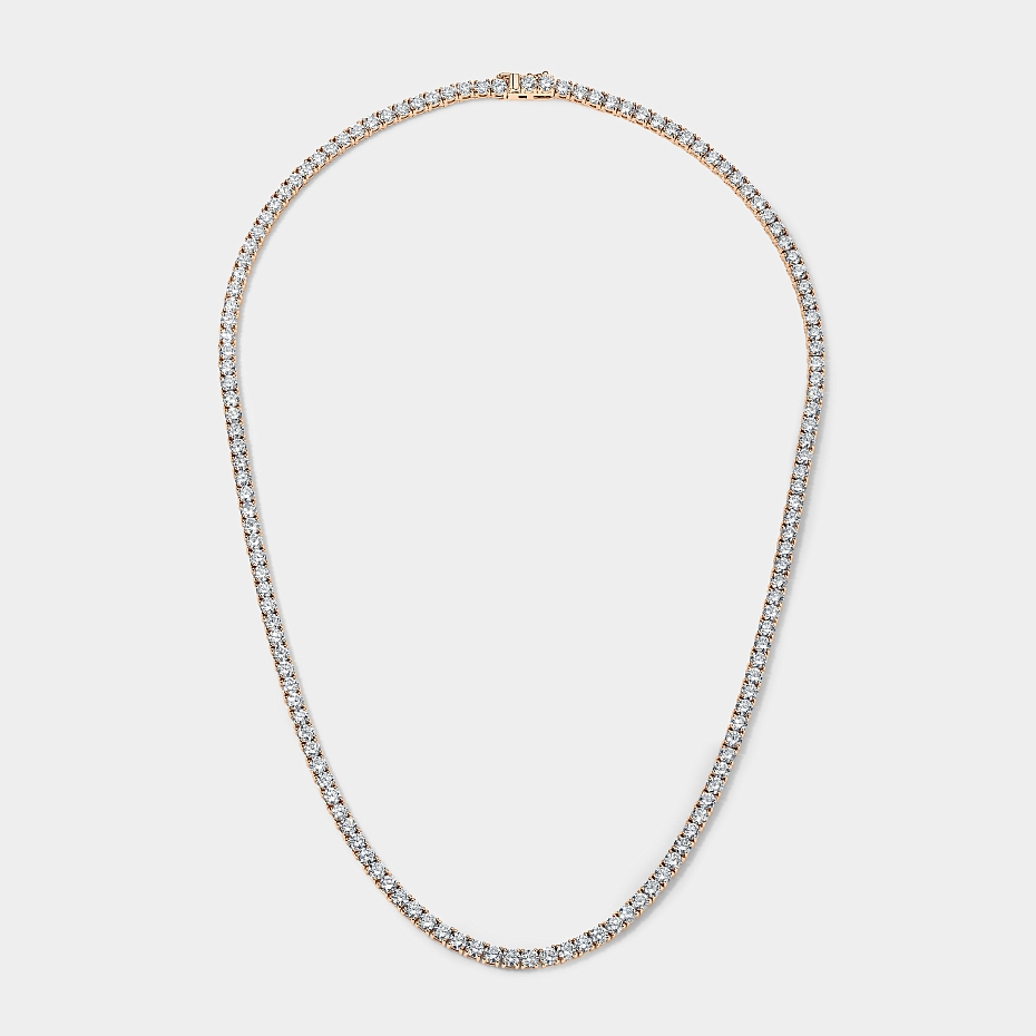 picture 14K Rose Gold Classic Tennis Necklace 6 CTW...