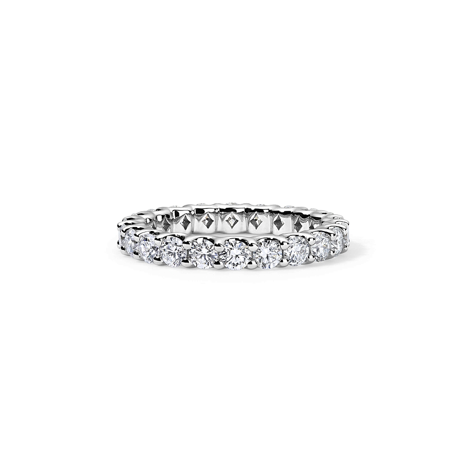 picture 14K White Gold U Round Eternity Ring 2 CTW…