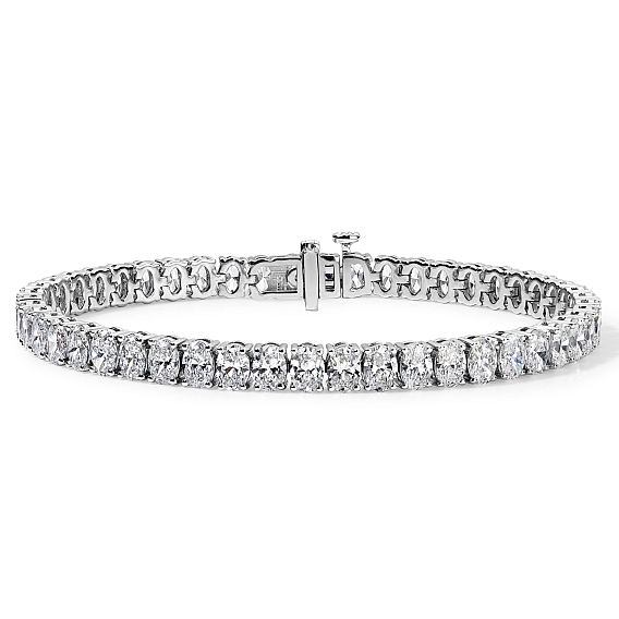 14K White Gold Oval Tennis Bracelet (11 CTW…