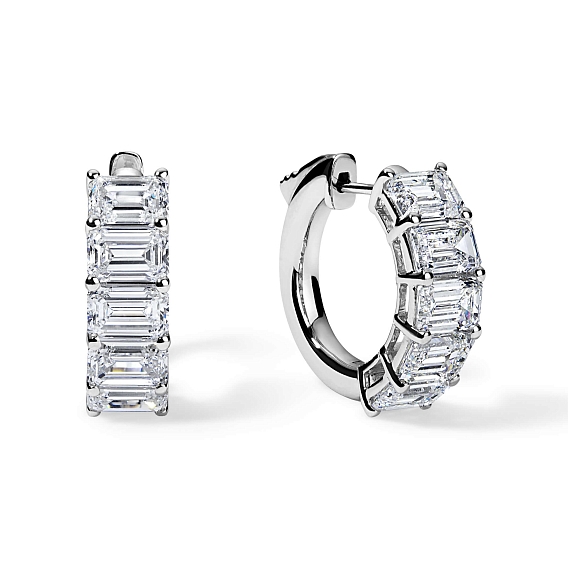 14K White Gold Emerald Huggies 5 CTW…