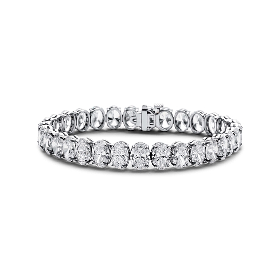 14K White Gold Oval Tennis Bracelet (11 CTW…