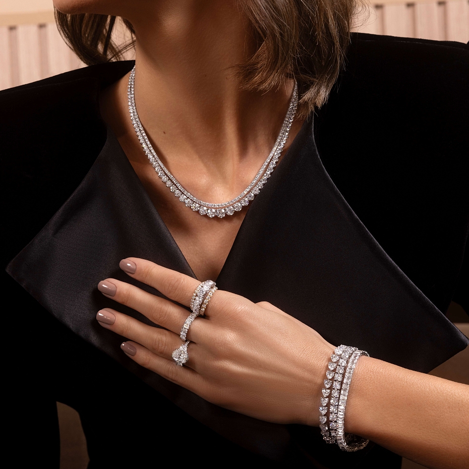 picture 14K White Gold Heart Tennis Bracelet 16 CTW