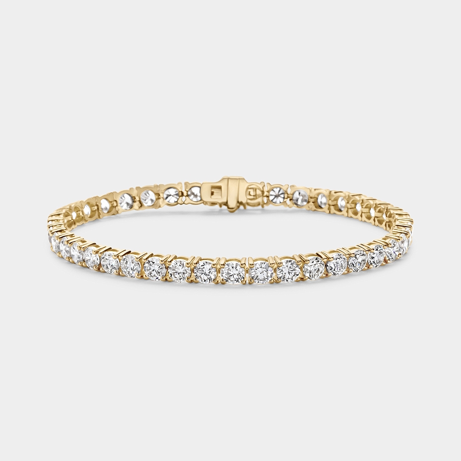 picture 14K Yellow Gold Classic Tennis Bracelet 10 CTW...