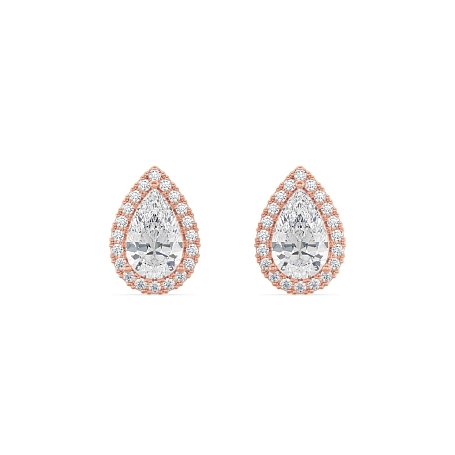 picture 14K Rose Gold Pear Halo Studs 1.25 CTW – Setepai