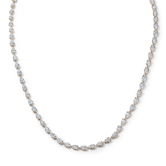14k Rose Gold Pear Tennis Necklace 14 CTW