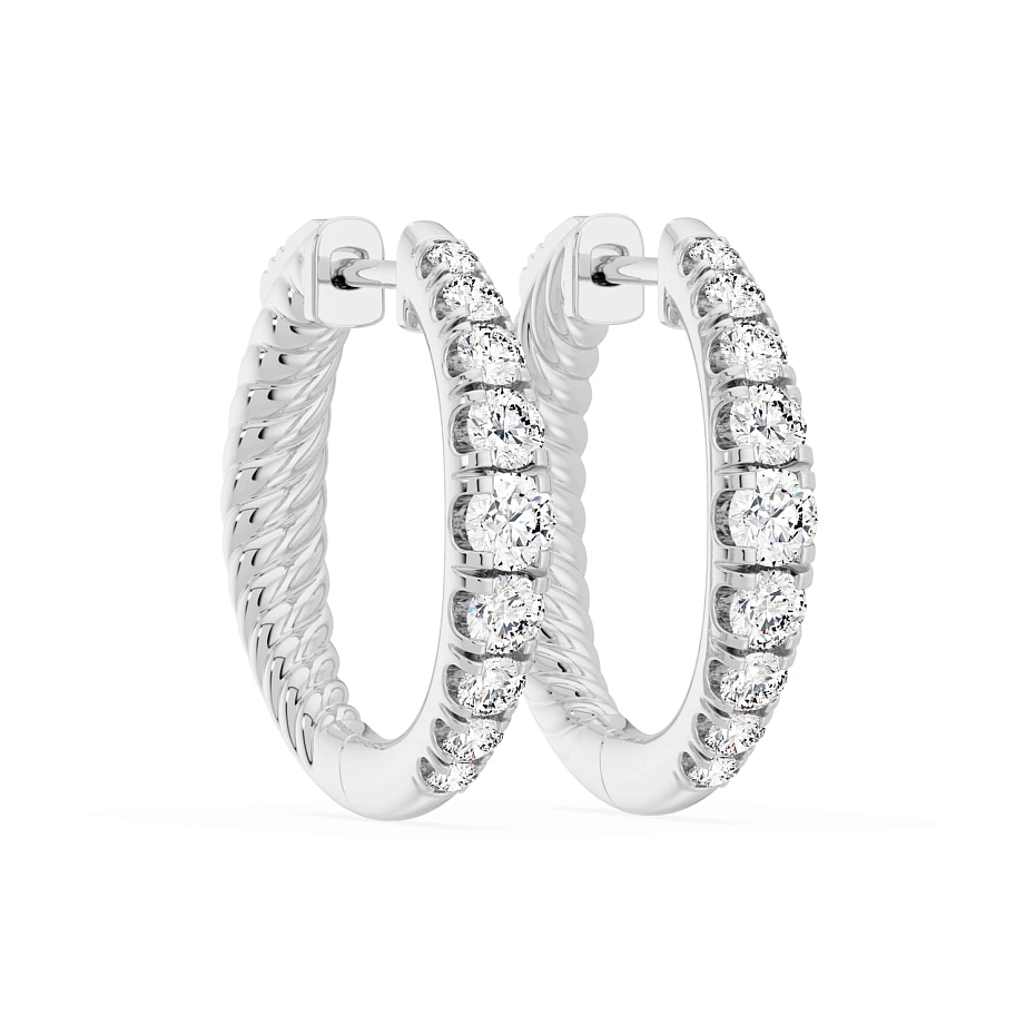 picture 14K White Gold Graduation Hoops 3 CTW
