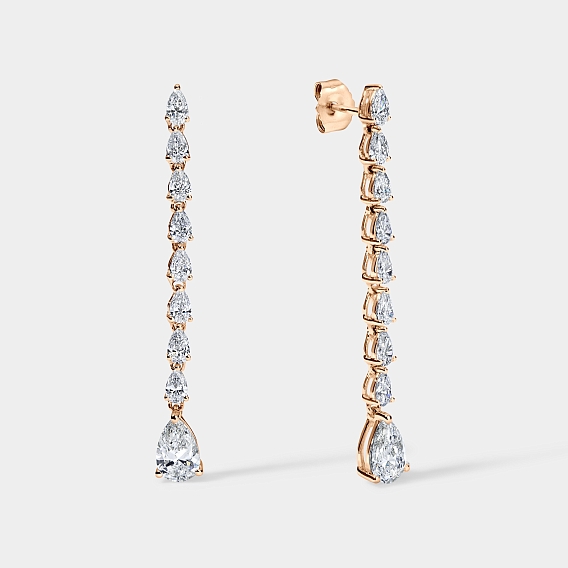 14K Rose Gold Pear Earrings 2 CTW
