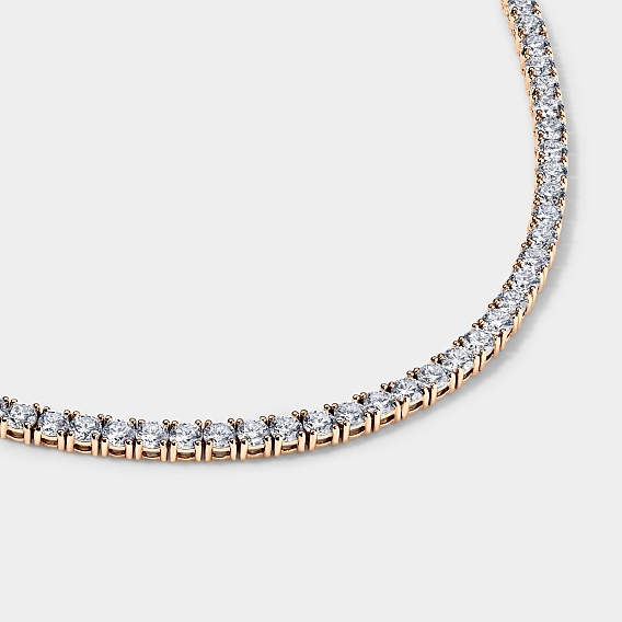 14K Rose Gold Classic Tennis Necklace 6 CTW...