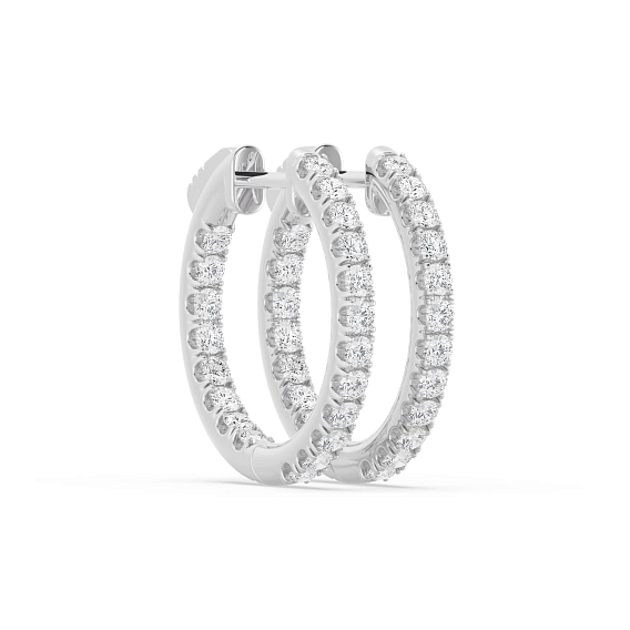 14K White Gold Round Hoops 3 CTW…