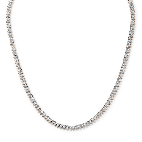 14k Rose Gold Pear Tennis Necklace 13 CTW