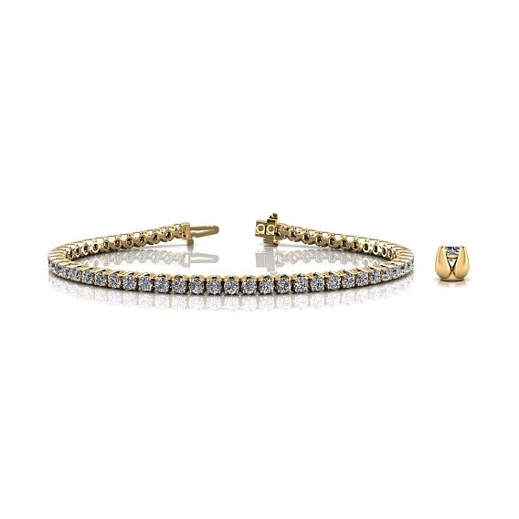 14K Yellow Gold Tulip Tennis Bracelet 10 CTW