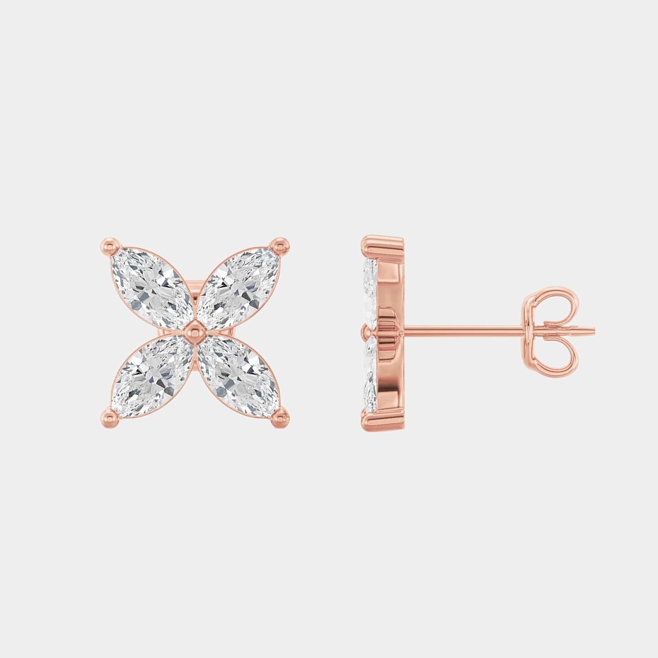 picture 14K Rose Gold Marquise Studs 1.25 CTW