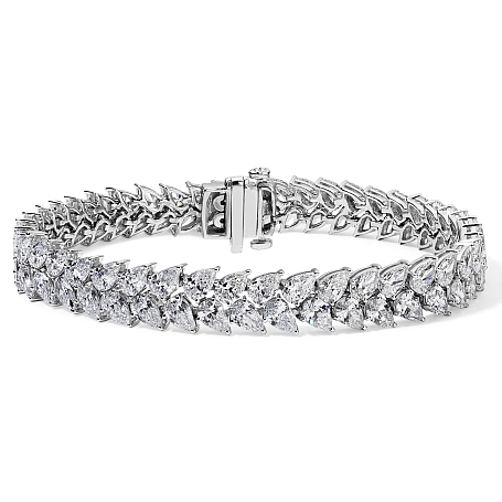 picture 14K White Gold Pear Tennis Bracelet (15 CTW) – Setepai