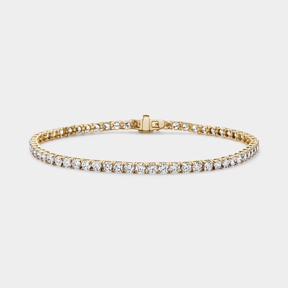 picture 14K Yellow Gold Classic Tennis Bracelet 5 CTW...