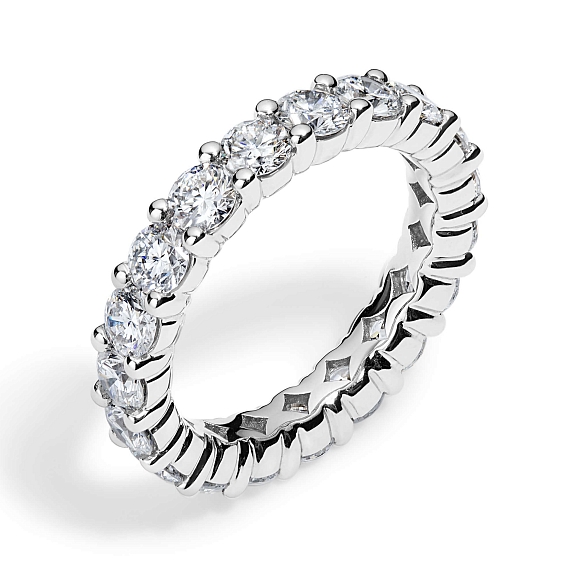 14K White Gold Round Shared Eternity Ring 2 CTW…