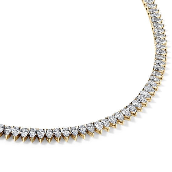 14k Yellow Gold Pear Tennis Necklace 13 CTW