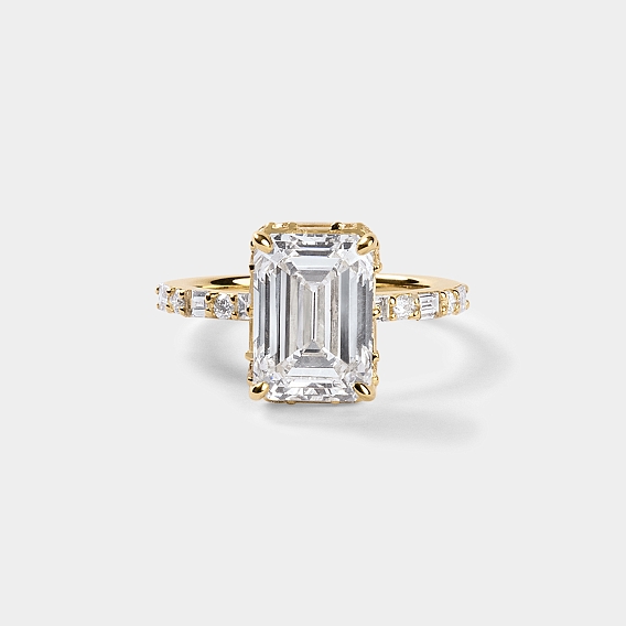 Emerald CUT ENGAGEMENT RING WITH baguettes