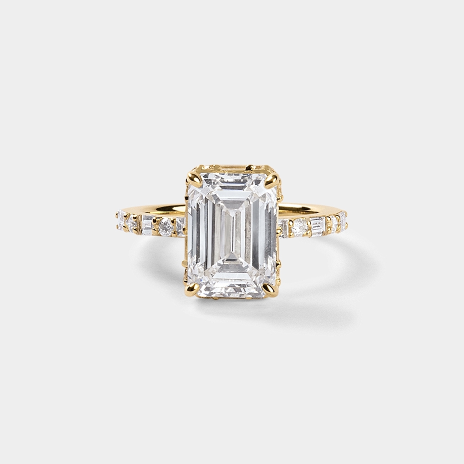 picture Emerald CUT ENGAGEMENT RING WITH baguettes