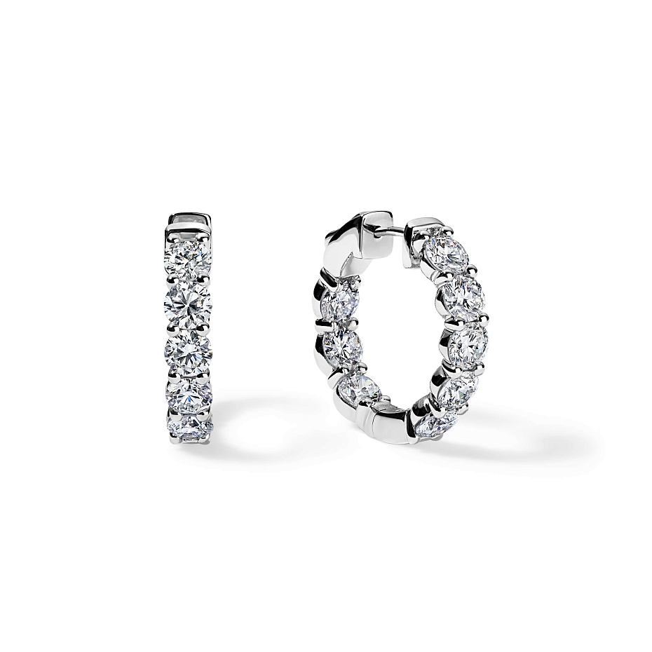 picture 14K White Gold Inside Out Hoops 4 CTW...