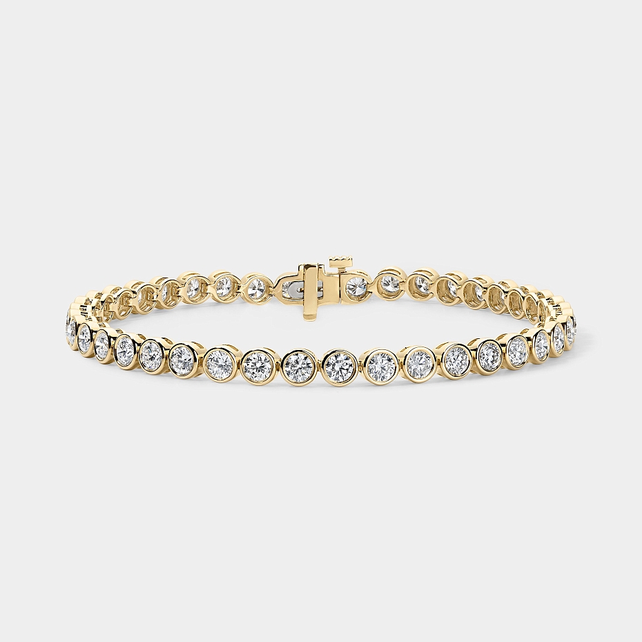 picture 14K Yellow Gold Bezel Tennis Bracelet 5 CTW
