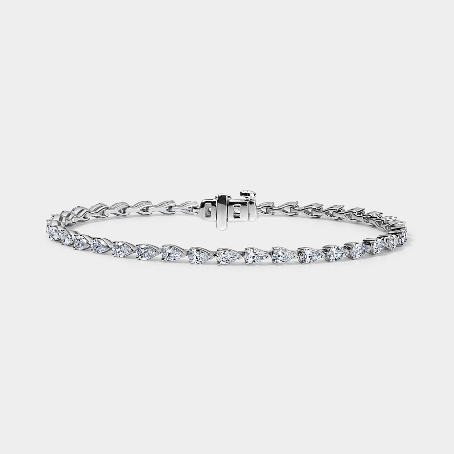 picture 14K White Gold Pear Tennis Bracelet 7 CTW