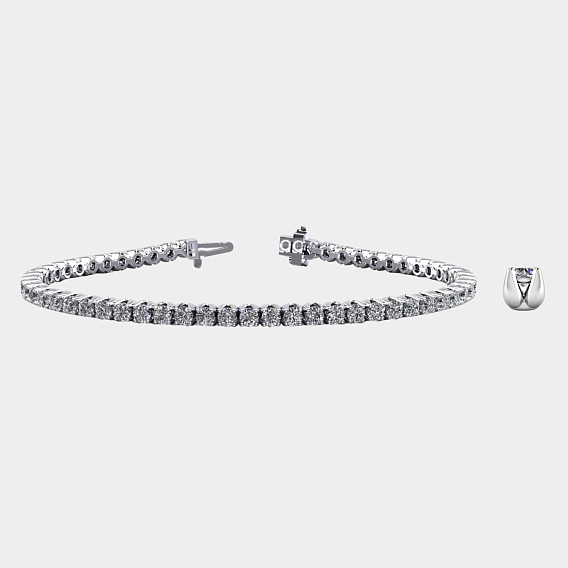 14K White Gold Tulip Tennis Bracelet 10 CTW