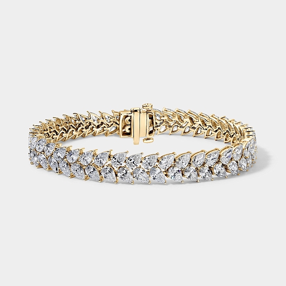 14K Yellow Gold Pear Tennis Bracelet 15 CTW