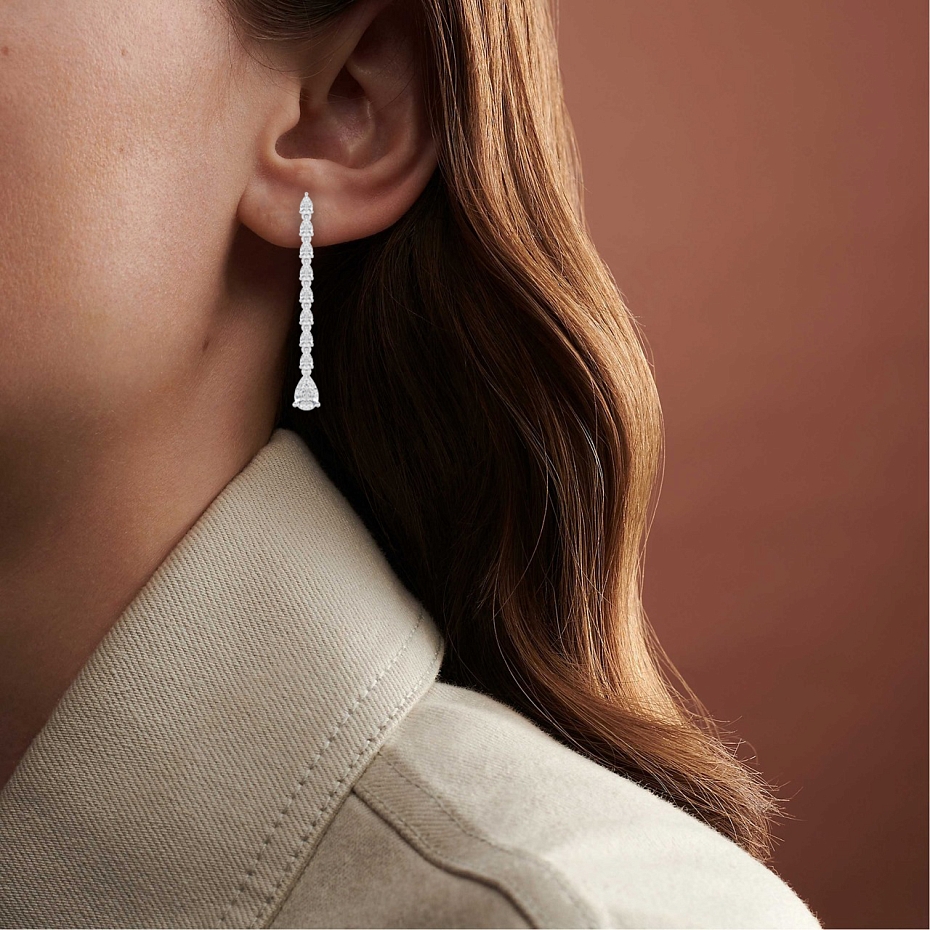 picture 14K White Gold Pear Earrings 2 CTW