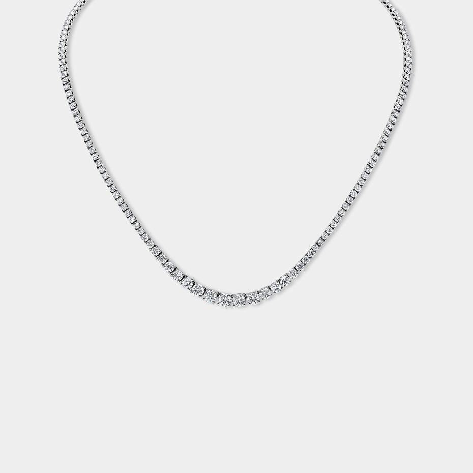 picture 14K White Gold Graduating Necklace 10 CTW