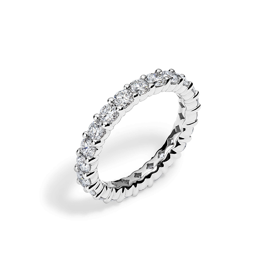 picture 14K White Gold Round Split Eternity Ring 2 CTW…