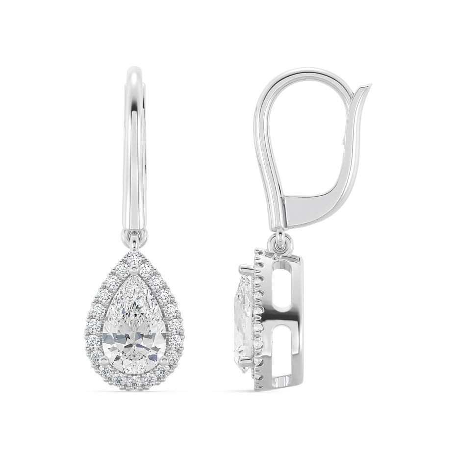 picture 14K White Gold Pear Halo Earrings 1.7 CTW