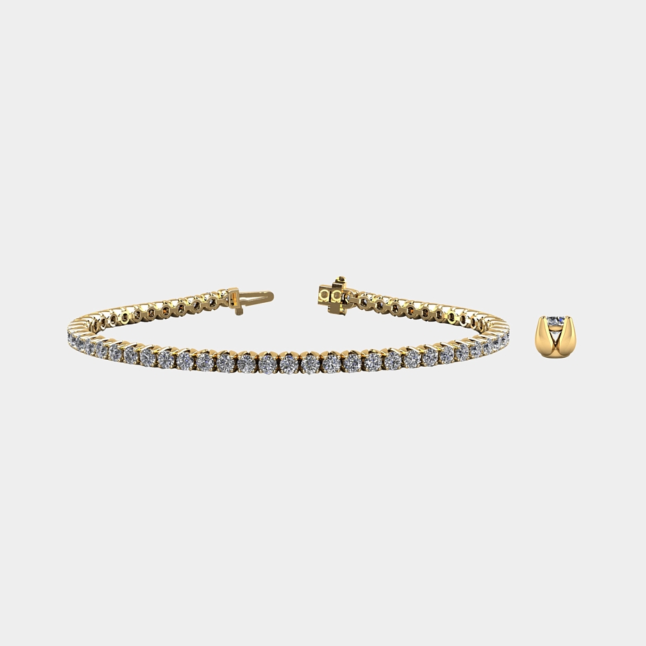 picture 14K Yellow Gold Tulip Tennis Bracelet 10 CTW