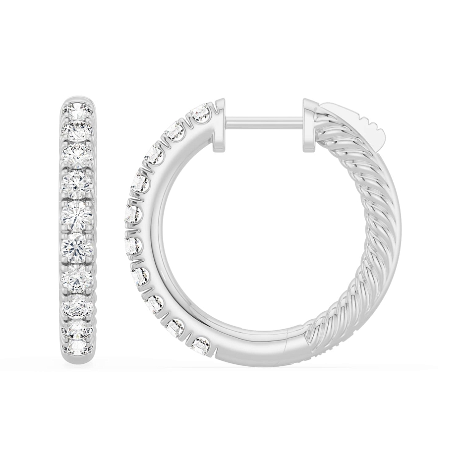picture 14K White Gold Round Split Hoops 3 CTW…