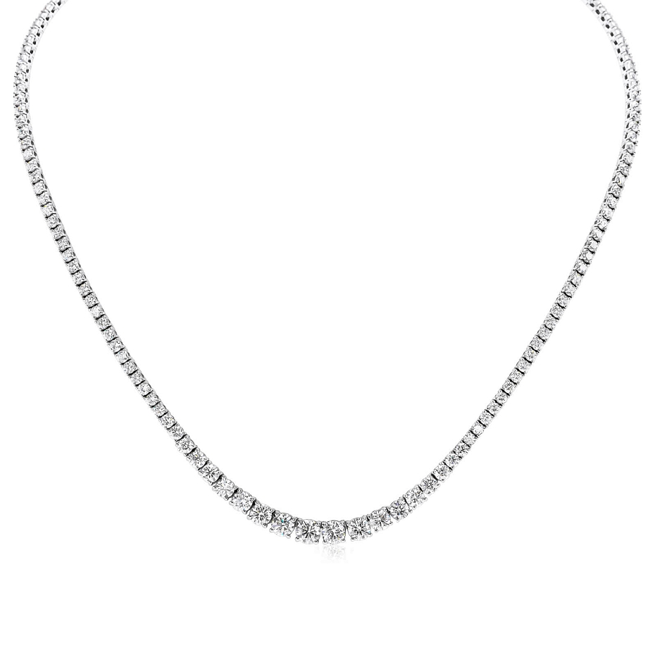 picture 14K White Gold Graduating Necklace (10 CTW...
