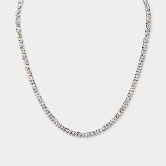 14k Rose Gold Pear Tennis Necklace 13 CTW