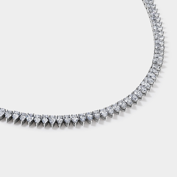 14k White Gold Pear Tennis Necklace 13 CTW
