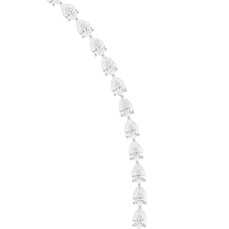 picture 14k White Gold Pear Tennis Necklace 13 CTW