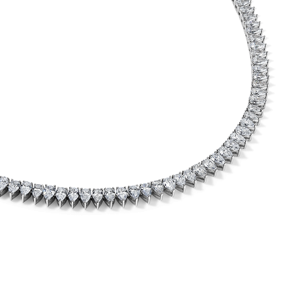 picture 14k White Gold Pear Tennis Necklace 13 CTW