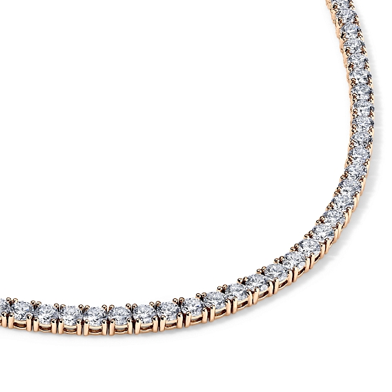 14K Rose Gold Classic Tennis Necklace 6 CTW...